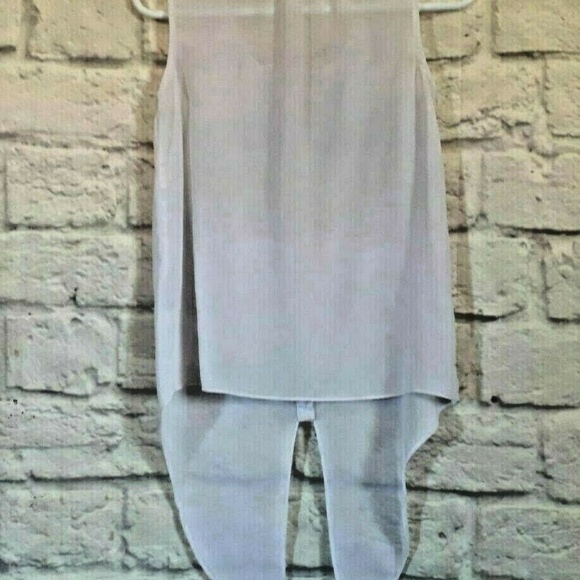Le Chateau White Sleeveless Tie Front Sheer Top - Picture 3 of 4